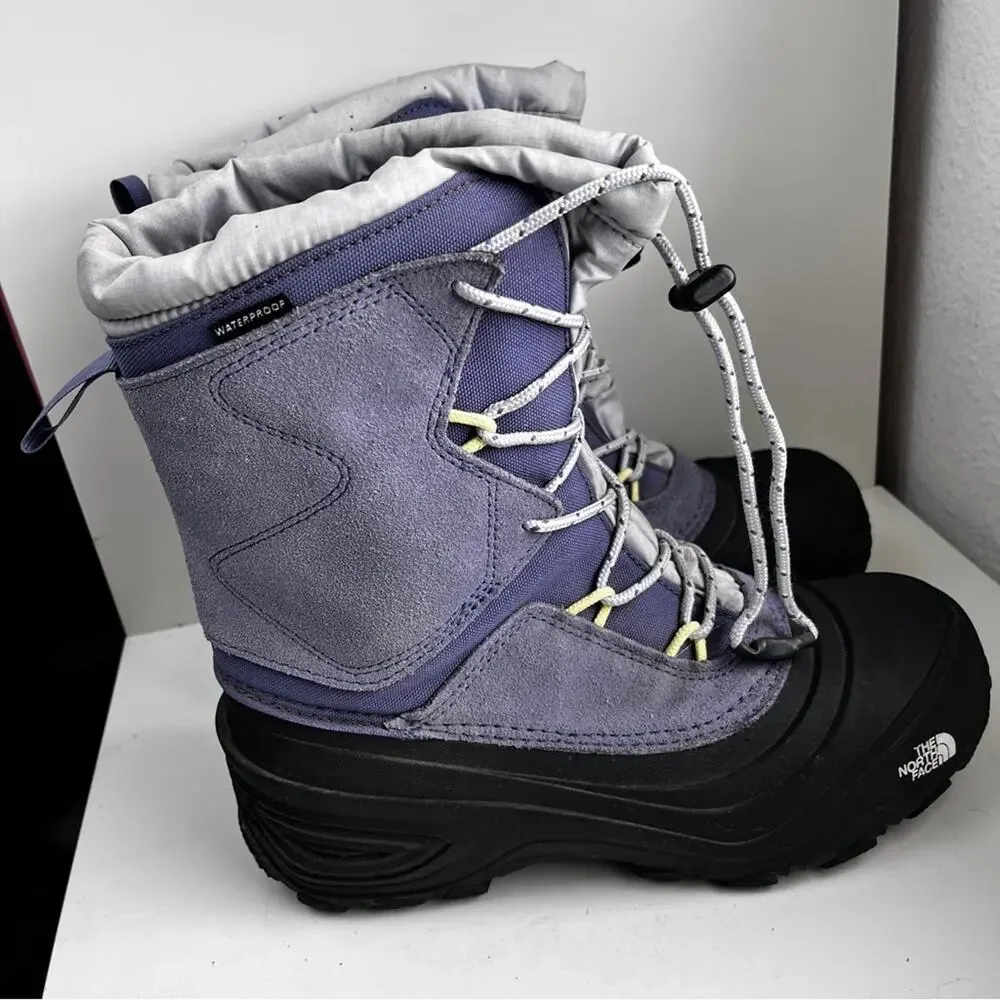 The North Face Youth Alpenglow V Waterproof Purple Winter Boots size 6